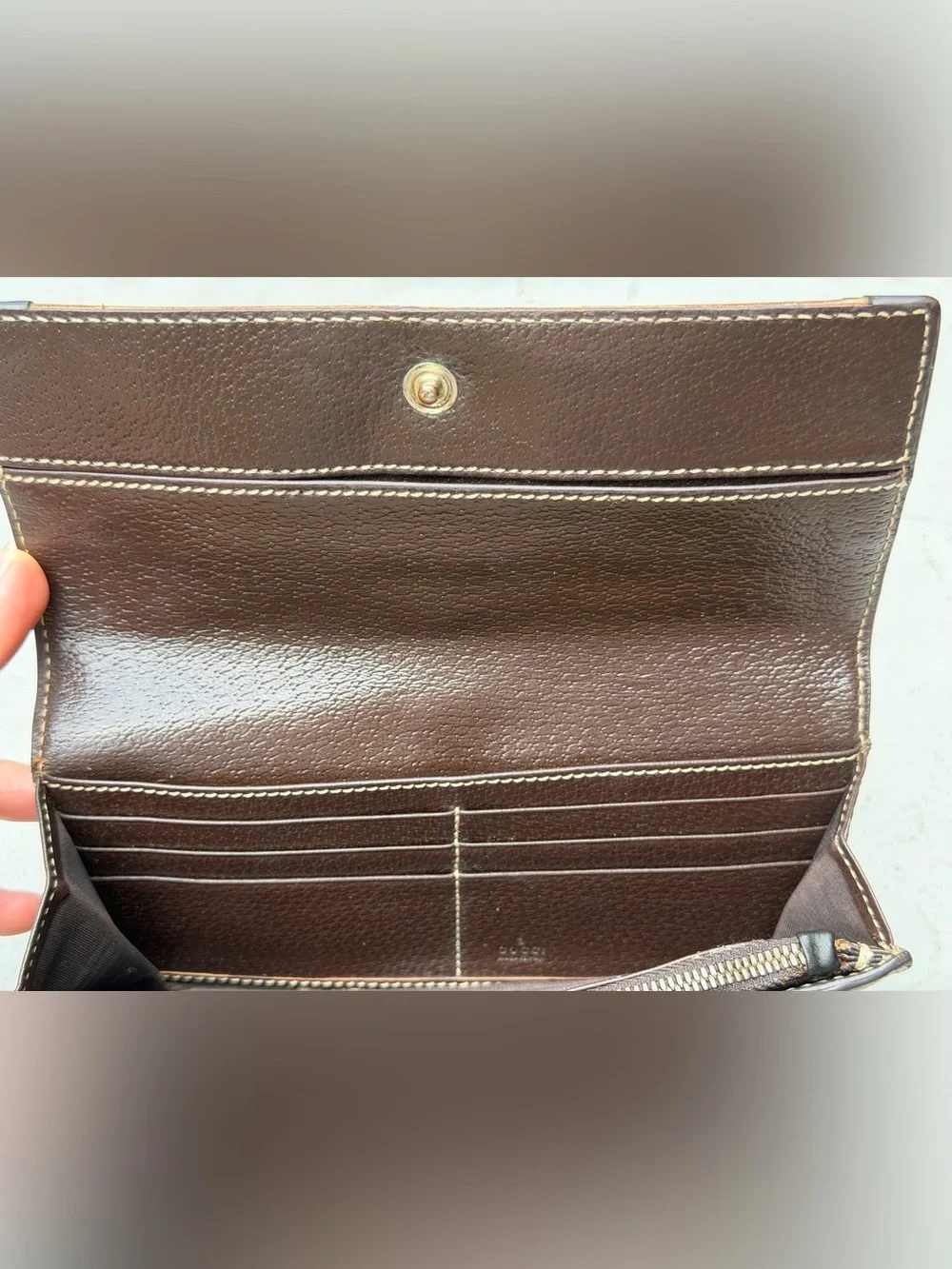 Gucci Beige and Brown GG Canvas Vintage Wallet.